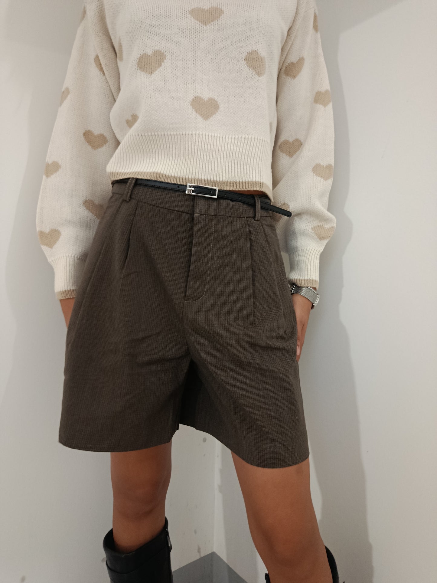 BERMUDA SHORTS CHECK CON CINTURA ONLY