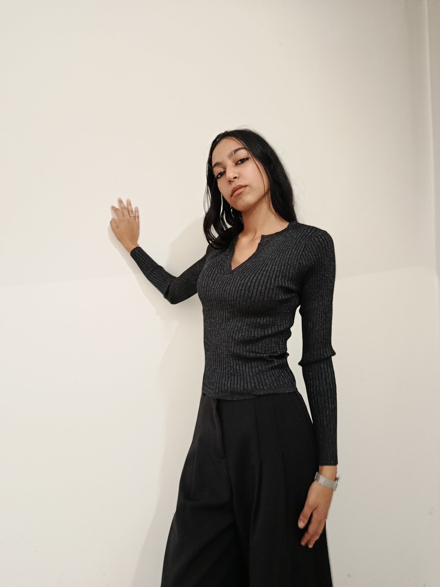 PULLOVER LUREX SCOLLO A POLO VERO MODA