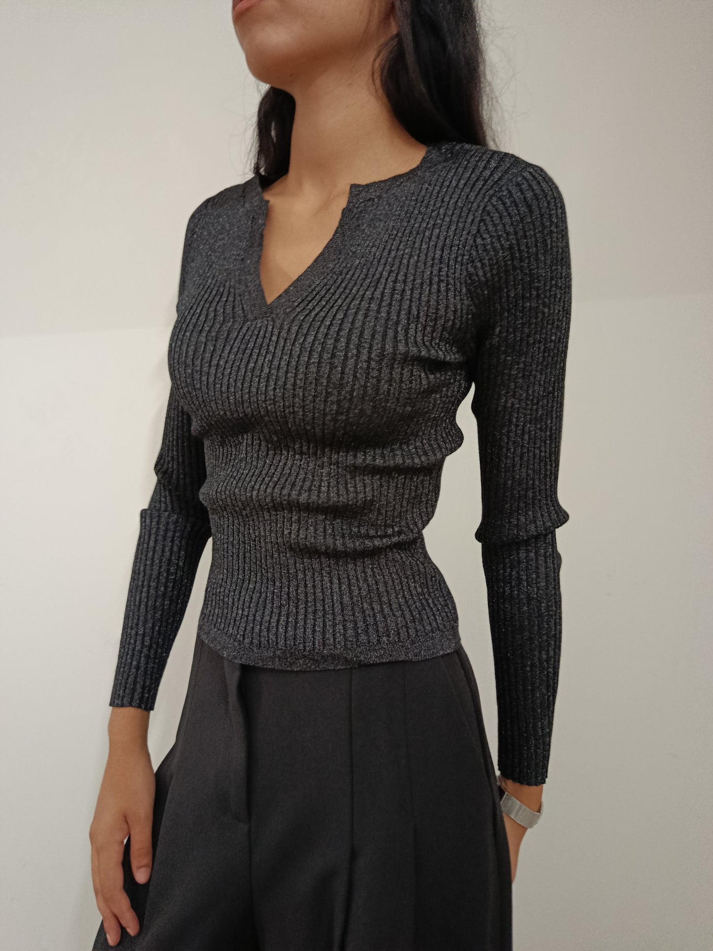 PULLOVER LUREX SCOLLO A POLO VERO MODA