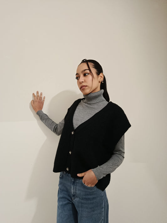 GILET OVER BOTTONI STRASS TWO WAY