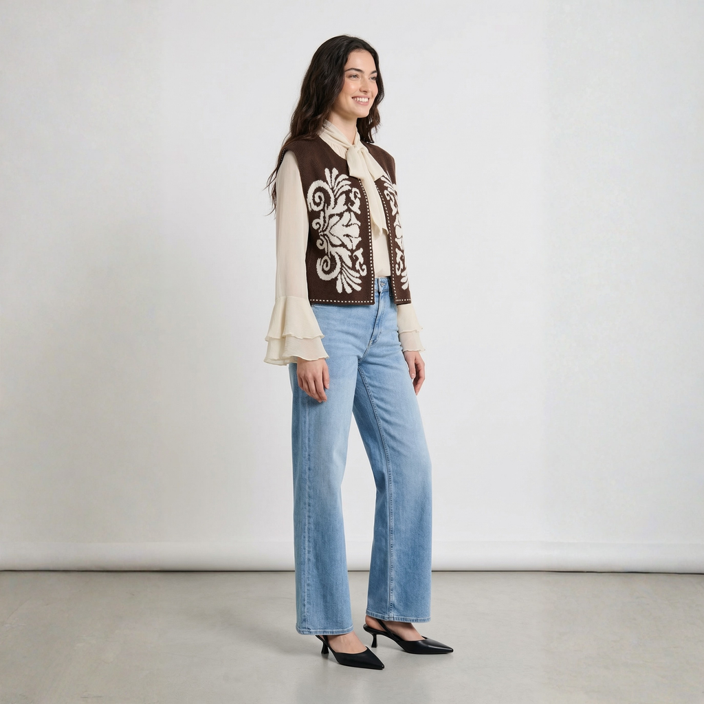 GILET CON RICAMO TWO WAY