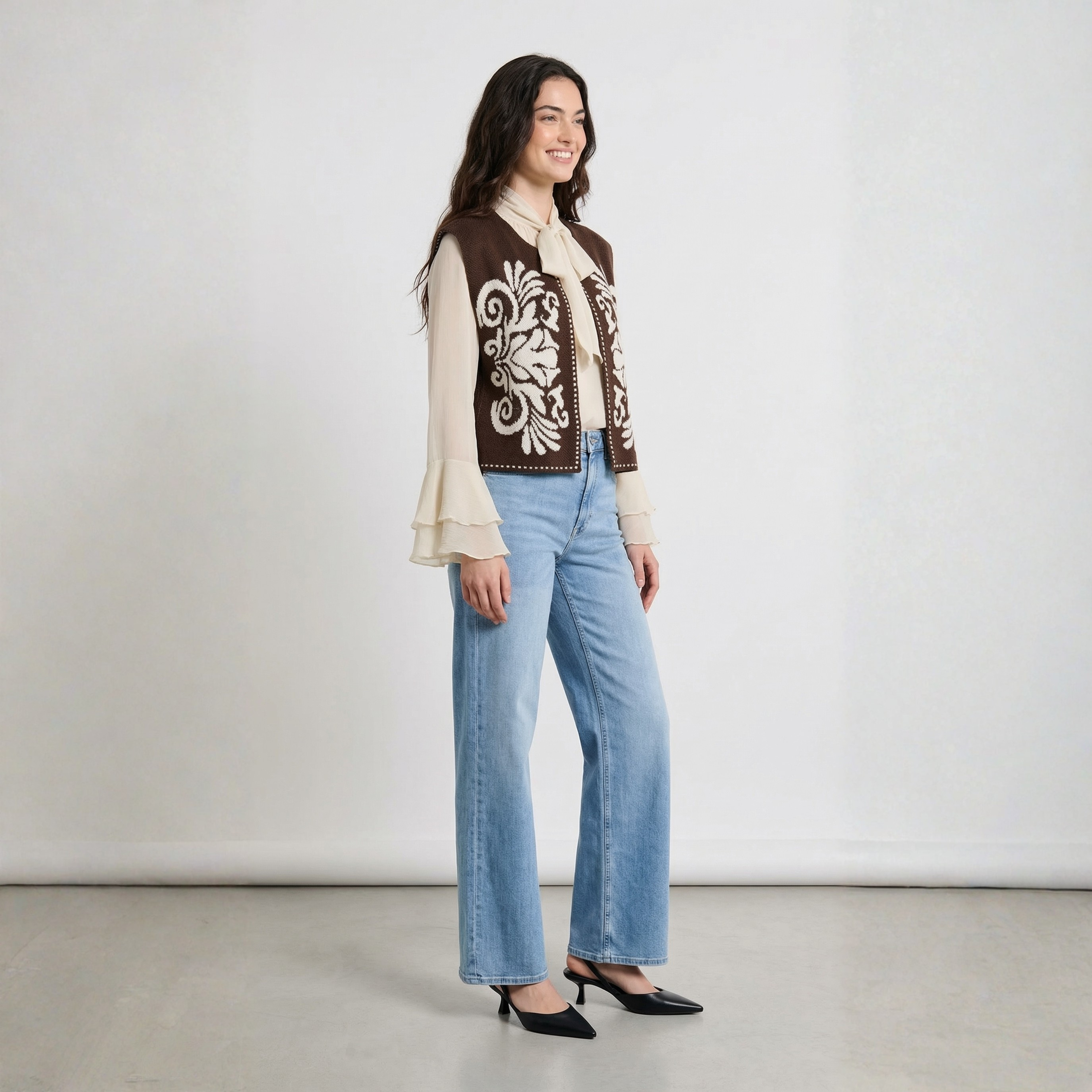 GILET CON RICAMO TWO WAY