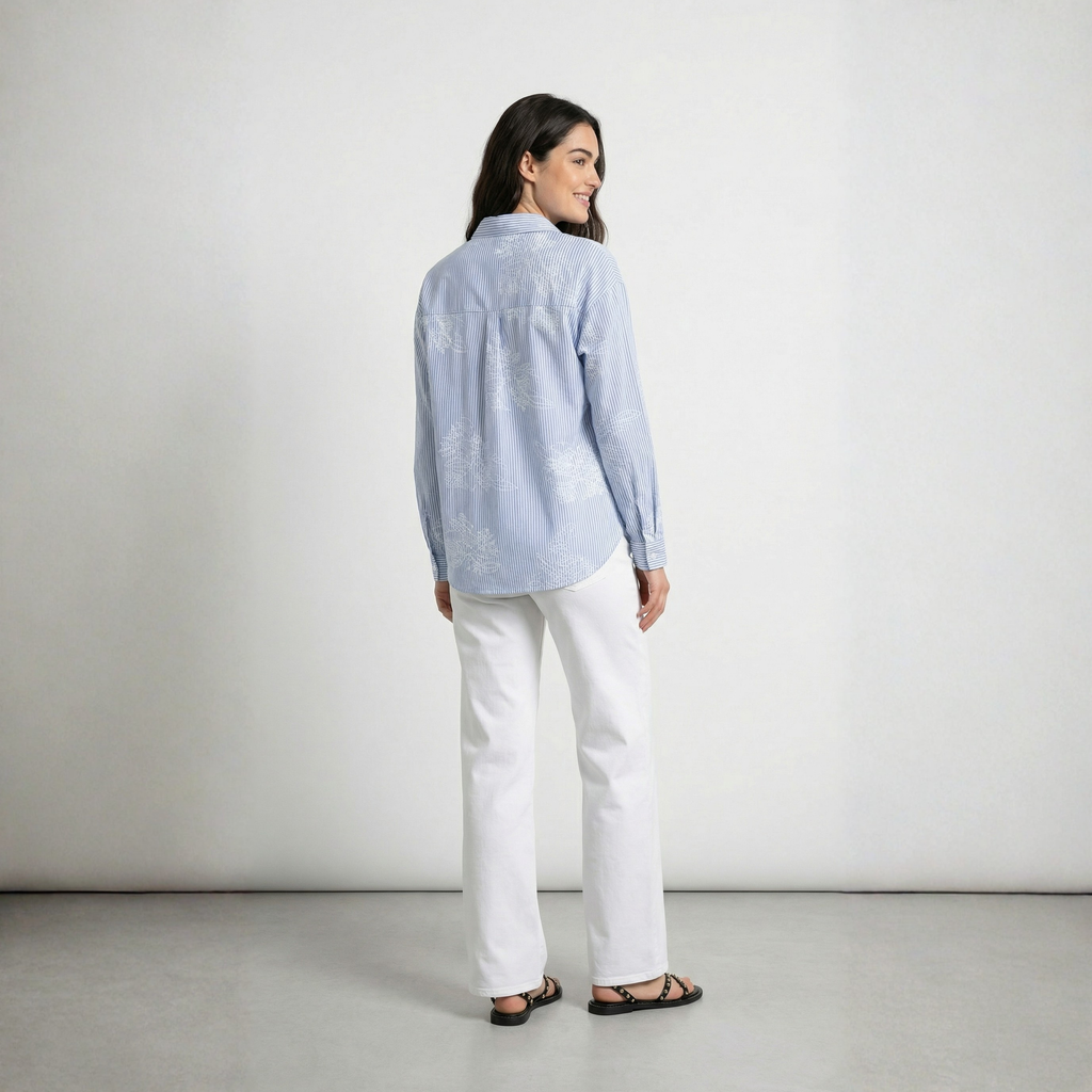 CAMICIA A RIGHE RICAMATA ONLY