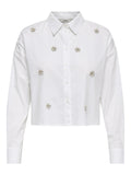 CAMICIA CROPPED CON PERLE A FIORI ONLY