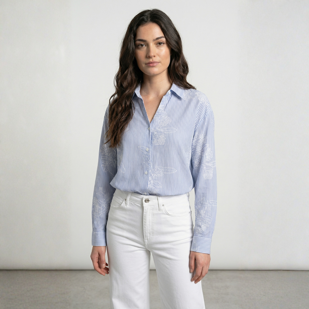 CAMICIA A RIGHE RICAMATA ONLY