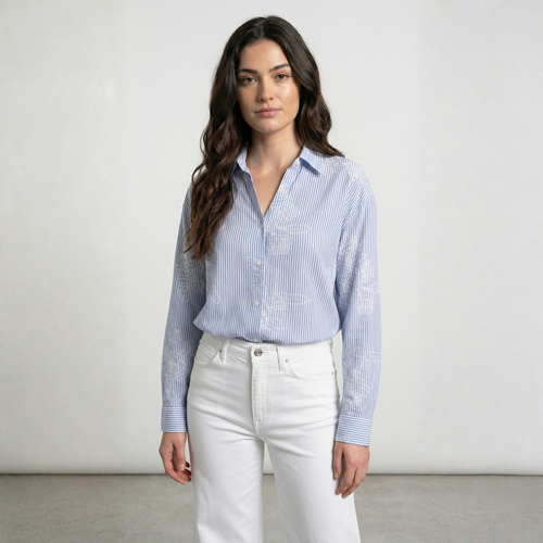 CAMICIA A RIGHE RICAMATA ONLY