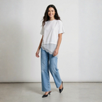 T-SHIRT CON INSERTI IN RASO E PIZZO TWO WAY