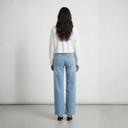 CAMICIA CROPPED CON PERLE A FIORI ONLY