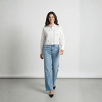 CAMICIA CROPPED CON PERLE A FIORI ONLY