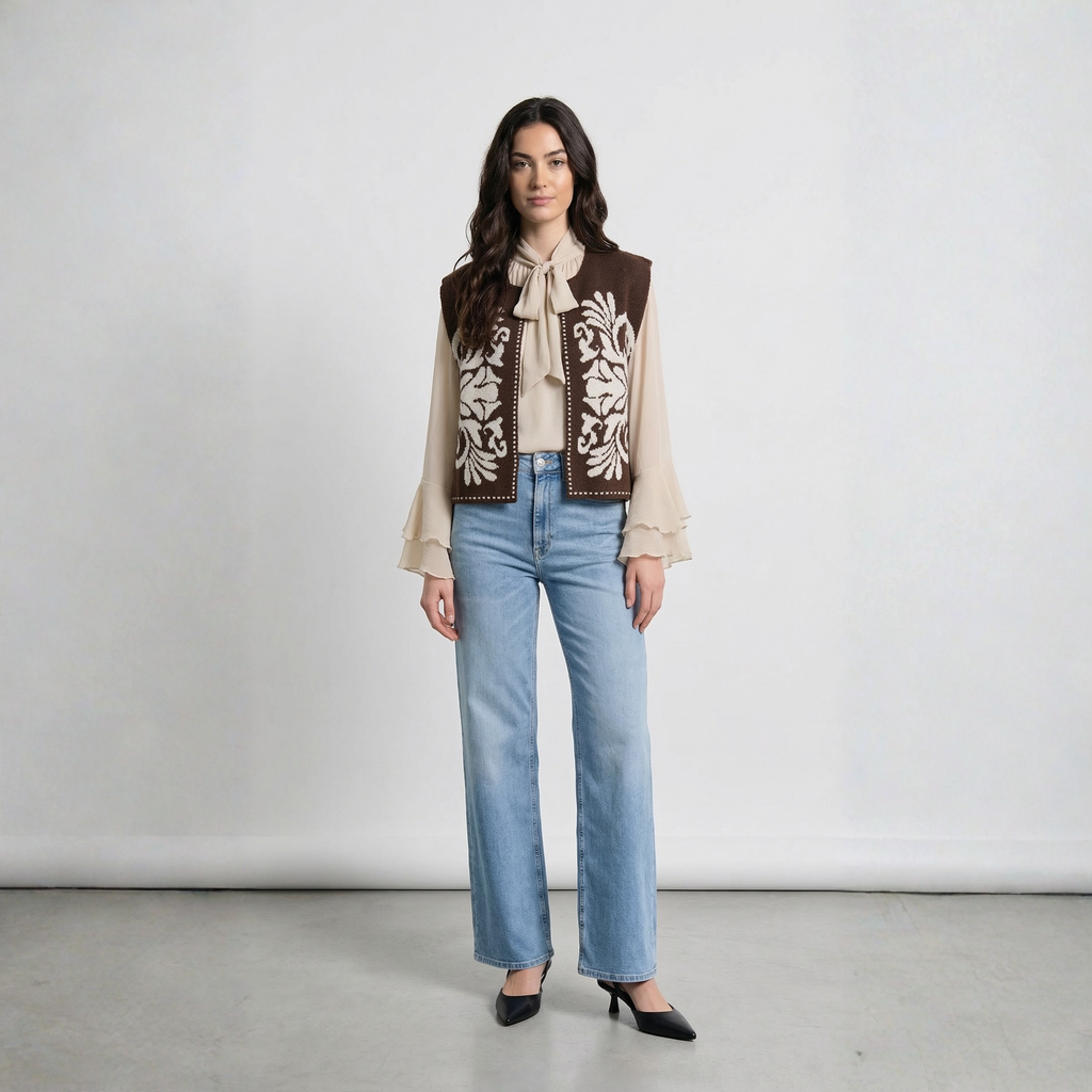 GILET CON RICAMO TWO WAY