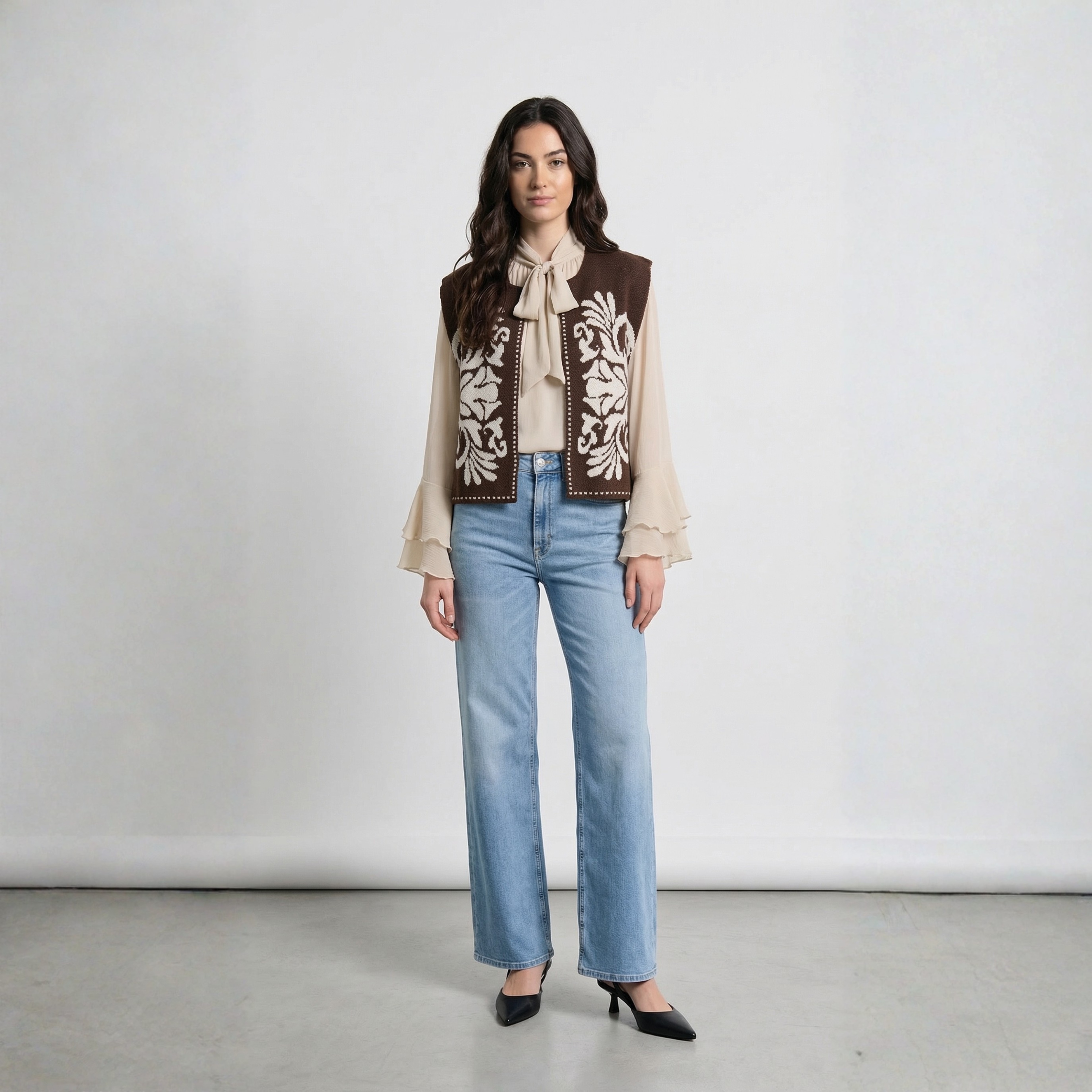GILET CON RICAMO TWO WAY