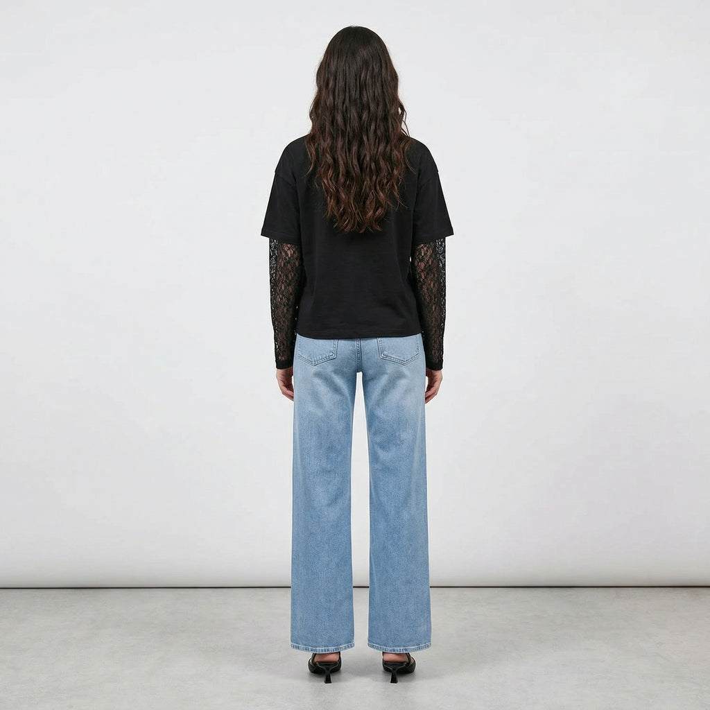 T-SHIRT MANICHE IN PIZZO TWO WAY