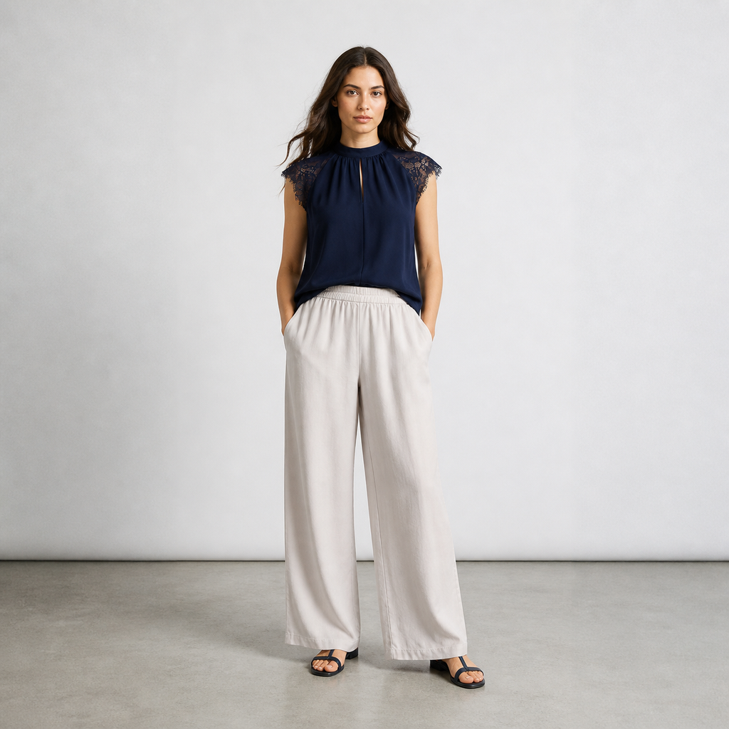BLUSA CON MANICHE IN PIZZO VERO MODA