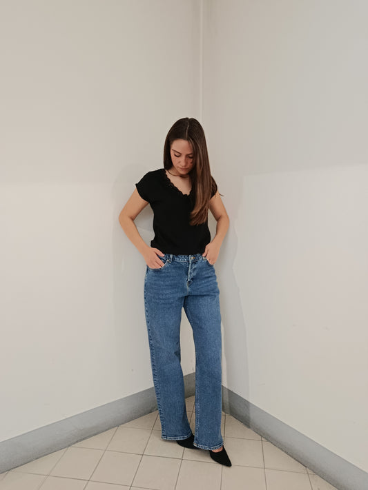 T-SHIRT SCOLLO PIZZO