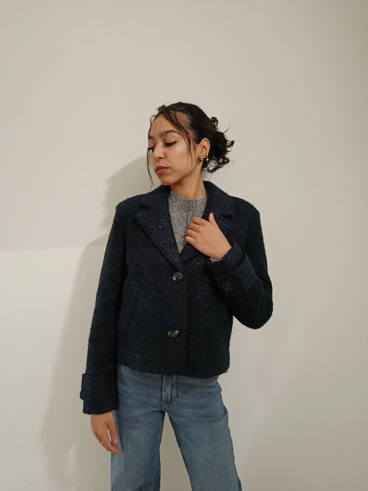 CAPPOTTO CROPPED TEDDY BLU ONLY