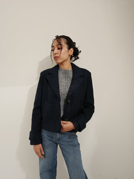 CAPPOTTO CROPPED TEDDY BLU ONLY