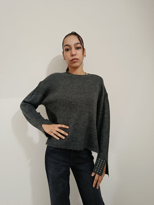 PULLOVER STRASS SU POLSI ONLY