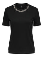 T-SHIRT CON STRASS SU GIROCOLLO ONLY