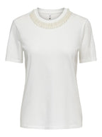 T-SHIRT CON STRASS SU GIROCOLLO ONLY