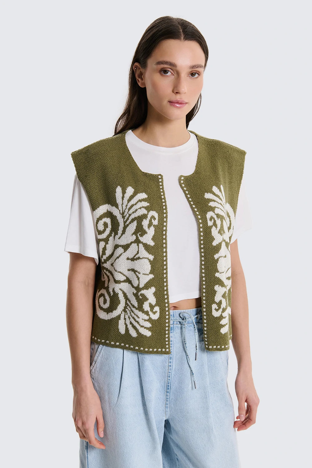 GILET CON RICAMO TWO WAY