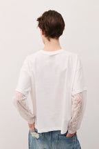 T-SHIRT MANICHE IN PIZZO TWO WAY