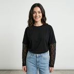 T-SHIRT MANICHE IN PIZZO TWO WAY